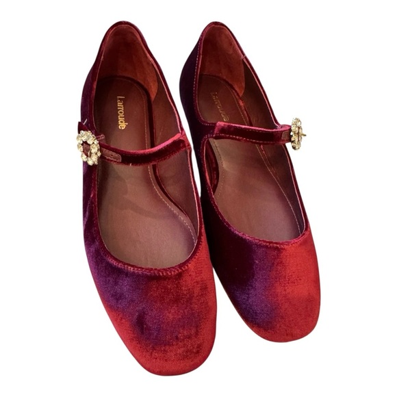 Larroudé Blair Ballet Flat In Wine Velvet NIB - Picture 5 of 8
